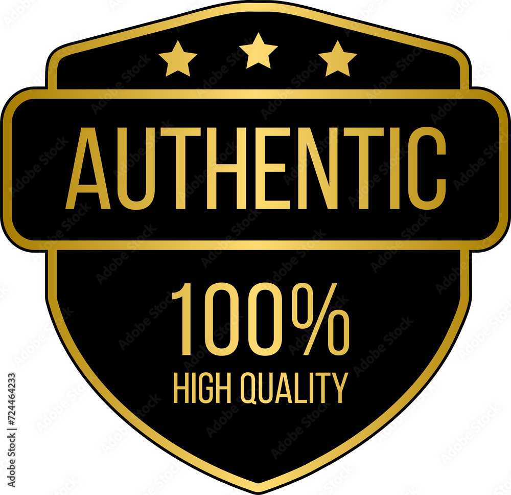 100% golden authentic stamp vector illustration