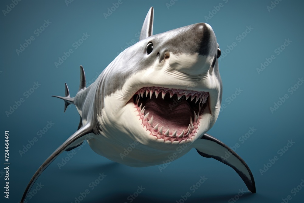 Naklejka premium Angry shark with open mouth.