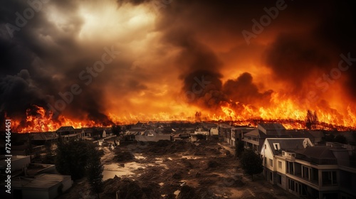 Natural disaster, fire burning. © vlntn