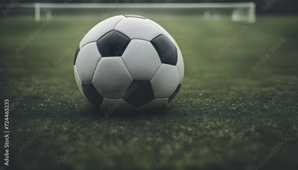 Fototapeta premium Soccer ball on soccer field.
