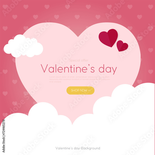 Valentine's day party poster template in paper style
