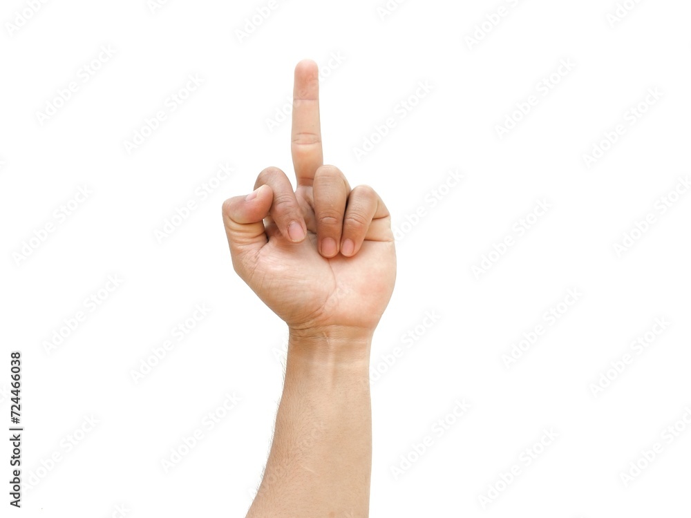 Male hands making the Fuck You symbol gesture, isolated on white background. Male hands making the Fuck You symbol gesture, isolated on white background.