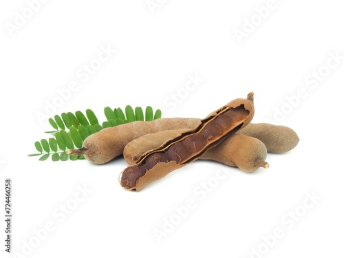 Fresh and perfectly ripe sweet tamarind. Placed isolated on a white background.