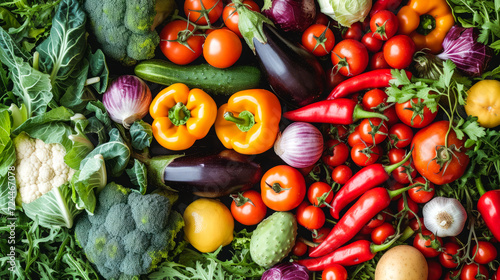 Backdrop with a mix of colorful vegetables arranged in an appealing pattern