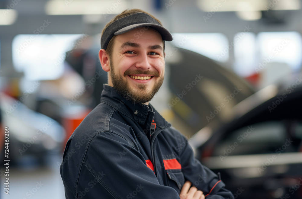 smiling Automotive mechatronics technician at work smiling Automotive mechatronics technician at work
