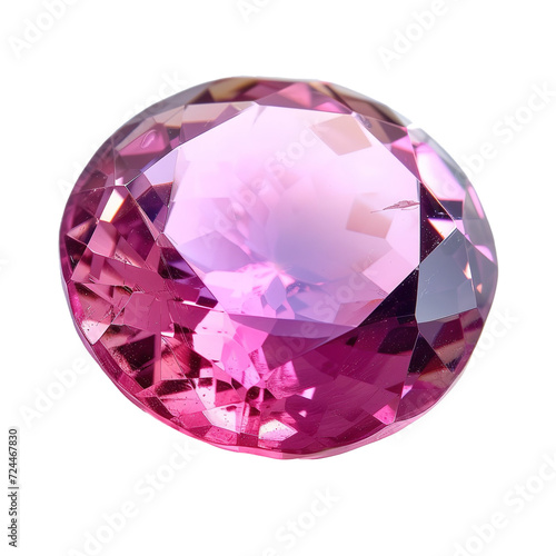 Natural genuine mined pink sapphire oval cutting shape gemstone isolated on white background.