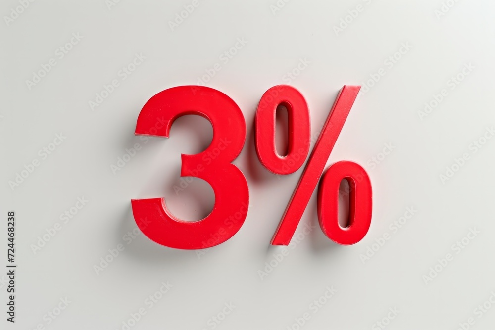 Red Text 3 Percent On White Background Red Text 3 Percent On White Background