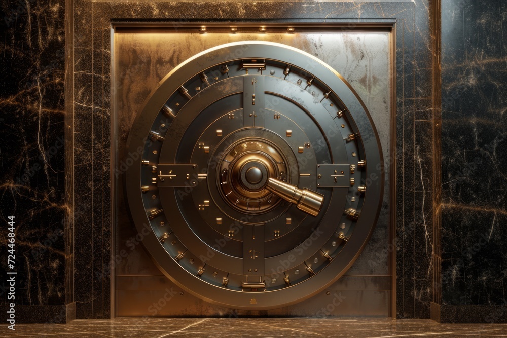 Retro Bank Vault Door With Closed Secure Safe, Perfect For Background Retro Bank Vault Door With Closed Secure Safe, Perfect For Background