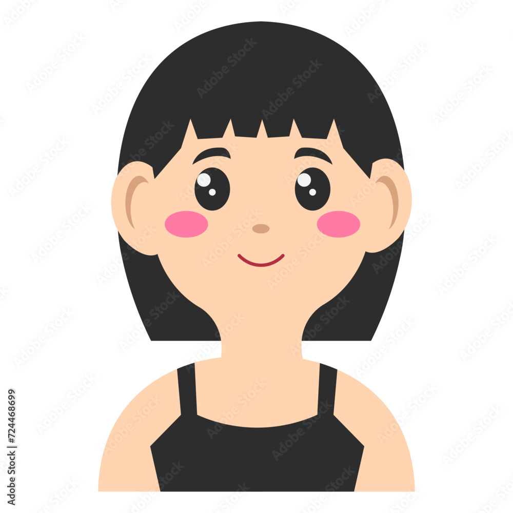 Beautiful and cute female face sticker,art illustration