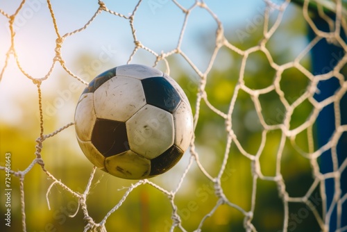 Soccer Ball Scores Perfect Goal, Capturing The Spirit Of Outdoor Sports © Anastasiia