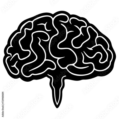 brain icon illustration, brain silhouette logo svg vector