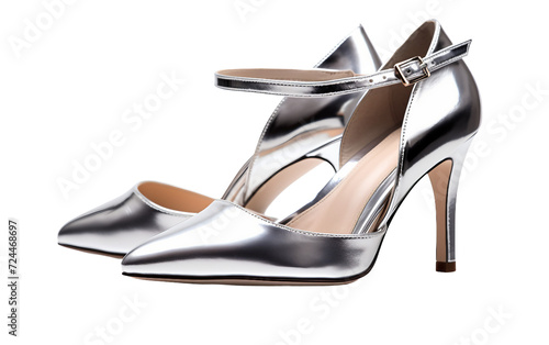 Ankle-Strap Heels in Silver On Transparent Background