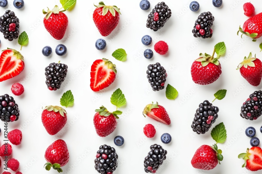 Various Berry Products Arranged In Collage, Separated By Vertical Lines ...