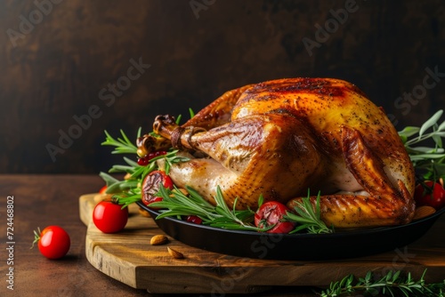 Thanksgiving Turkey On Wooden Table, Perfect For Festive Occasions