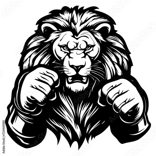 lion wearing boxing gloves