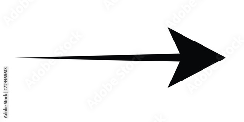 Straight long arrow, right thin line, black cursor, horizontal element, thick pointer vector icon isolated on white background. Simple illustration  4 3 photo