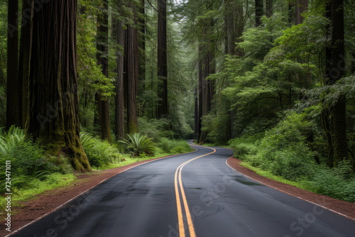 Scenic road in Redwood National Forest