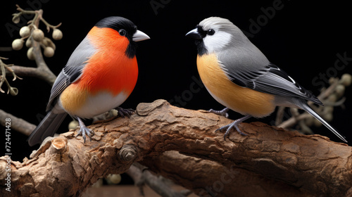 Birds perched on tree branch