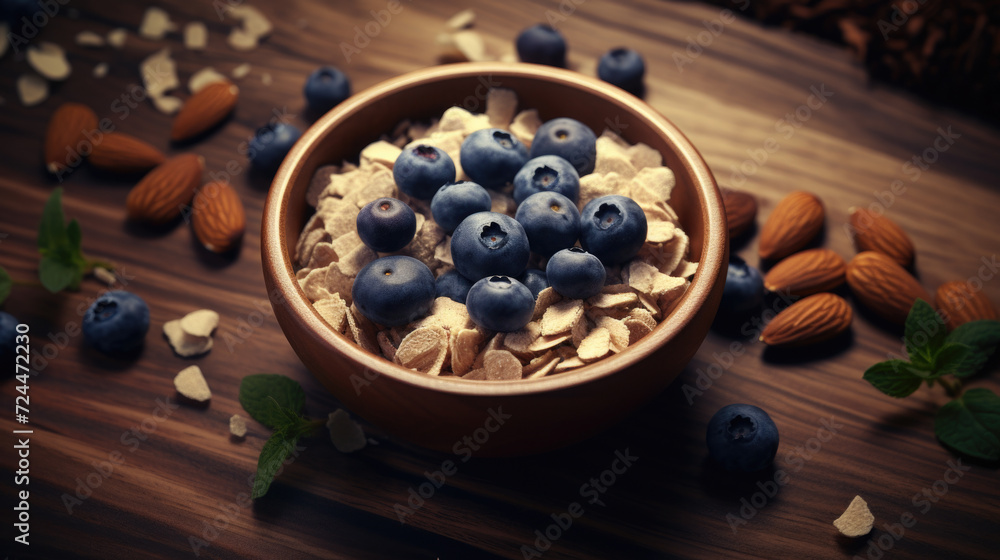 Bowl of Oatmeal with Blueberries and Almonds Bowl of Oatmeal with Blueberries and Almonds