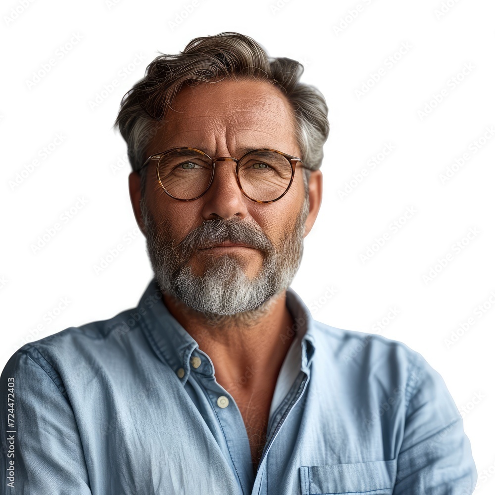 Portrait Caucasian Mature Man Standing On White Background, Illustrations Images Portrait Caucasian Mature Man Standing On White Background, Illustrations Images