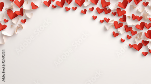 Red and White Paper Hearts on White Background