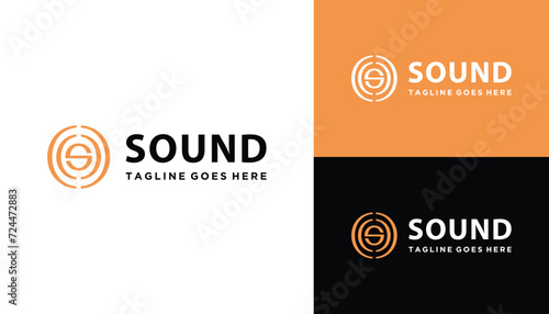 Circular Initial Letter S with Sound Wave Shape for Music Recording Studio Logo Design