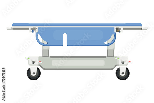 Medical equipment Stretcher patient transport bed for moving sick or injured people to bring  patient to hospital. Flat design