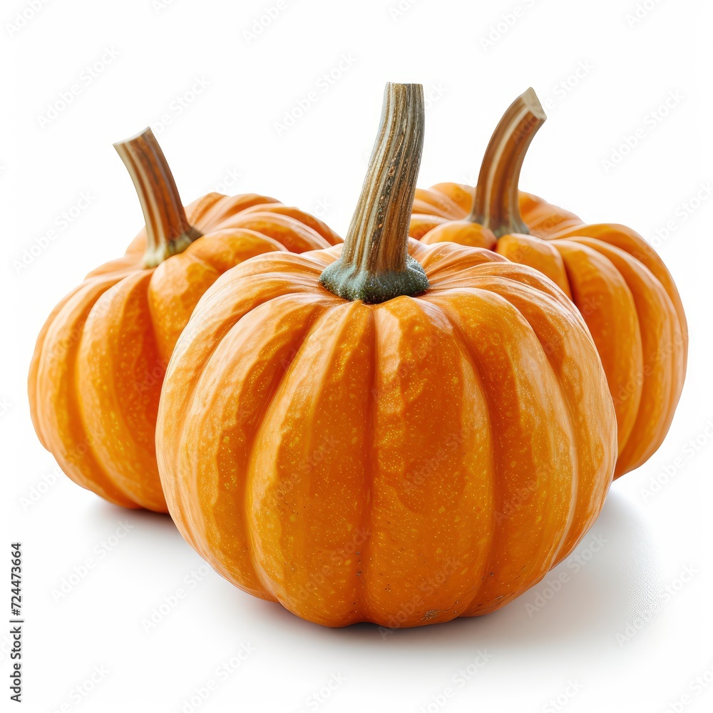 Obraz premium Pumpkins Isolated On White Clipping Path On White Background, Illustrations Images