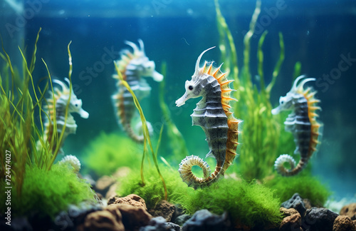 seahorses among algae