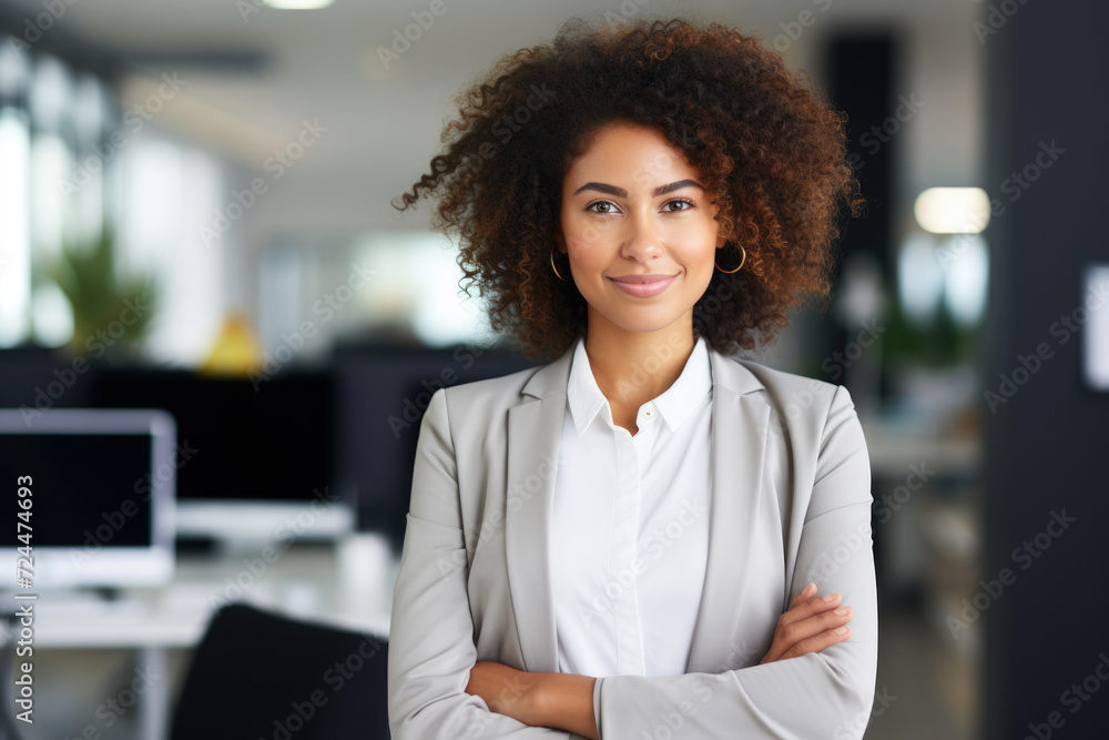 Woman Standing in Office with Crossed Arms