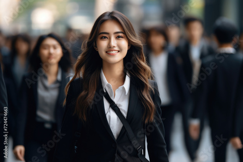 Woman in Business Suit Leading Group