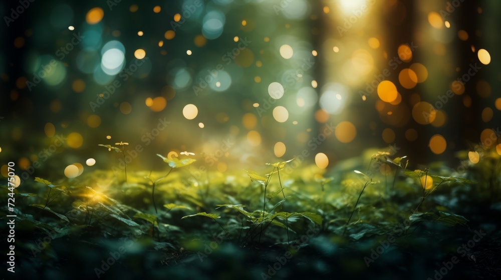 Beautiful bokeh light in the forest
