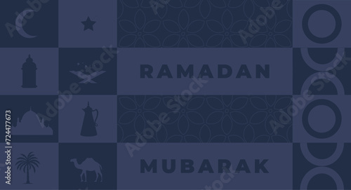 Ramadan mubarak. Islamic greeting card template with ramadan for wallpaper design. Poster, media banner.