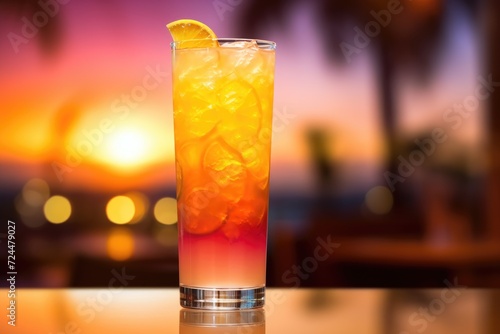 Tequila Sunrise Spectacle: Tequila sunrise in a tall glass.
