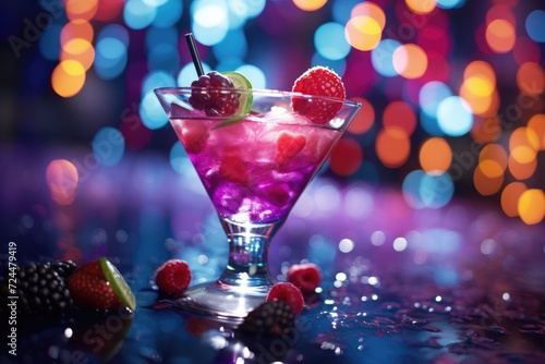 Berry Bonanza: Mixed berry cocktail in a festive glass. photo