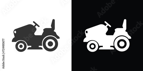 land mover, grass cutter on black and white