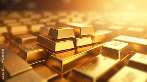 close up of gold bars, gold business, investment or savings concept