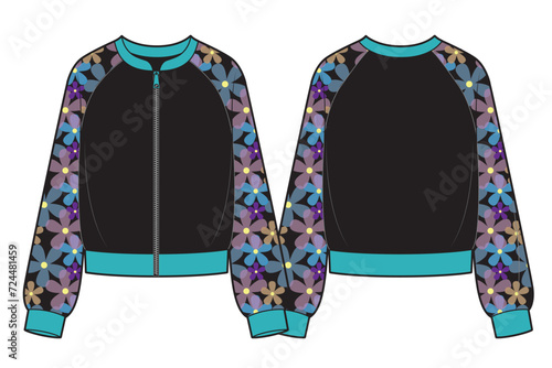 Vector raglan bomber with flower pattern.