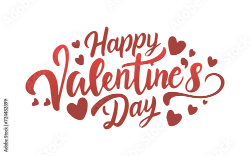 Happy Valentines Day lettering calligraphy with hearts shape. Valentine s Day holiday lettering. Drawn text for card  banner  poster design
