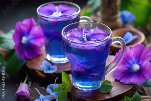 Clitoria ternatea  herbal tea  purple blue flower and drink  minuman bunga telang 