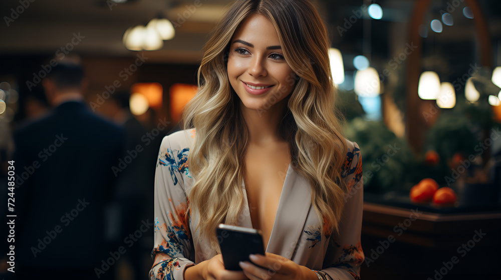 businesswoman stays working online with her tablet while she go outside. Dedicated Businesswoman: Working Online Anywhere with her Tablet