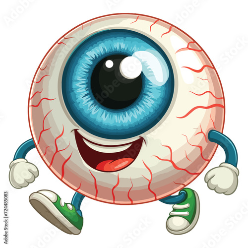 Funny eyeball cartoon character vector illustration on white background