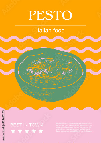 Italian food set vector illustration. Engraved pesto, bundle of traditional dishes, homemade and restaurant dinner dishes and sauces cooking in cuisine of Italy