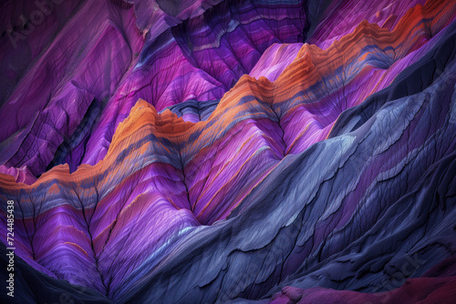 Surreal colorful landscape inspired by Zhangye Danxia mountains. Background image. Created with Generative AI technology © Artem