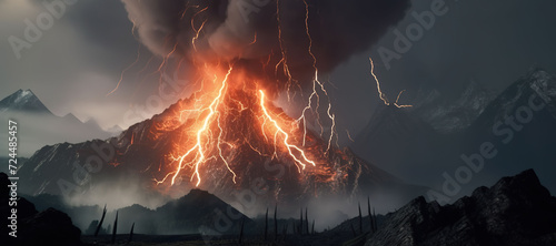 volcano eruption, lightning, disaster 13 photo