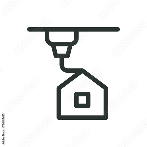 3D printing house isolated icon, printing home building vector symbol with editable stroke