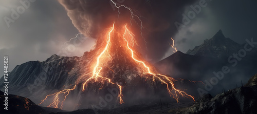 volcano eruption, lightning, disaster 1