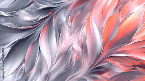 Pale coral and charcoal blend on pine leaves, a 3D spiral view capturing the smooth flow of their calming dance with a touch of freshness.