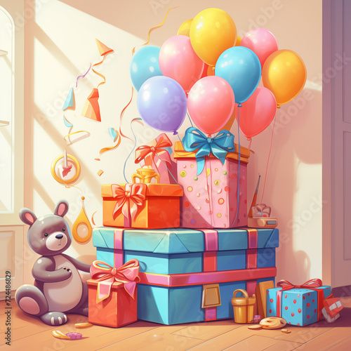 gifts and balloons