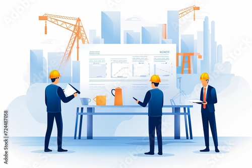 hand drawn illustration of workers at construction site